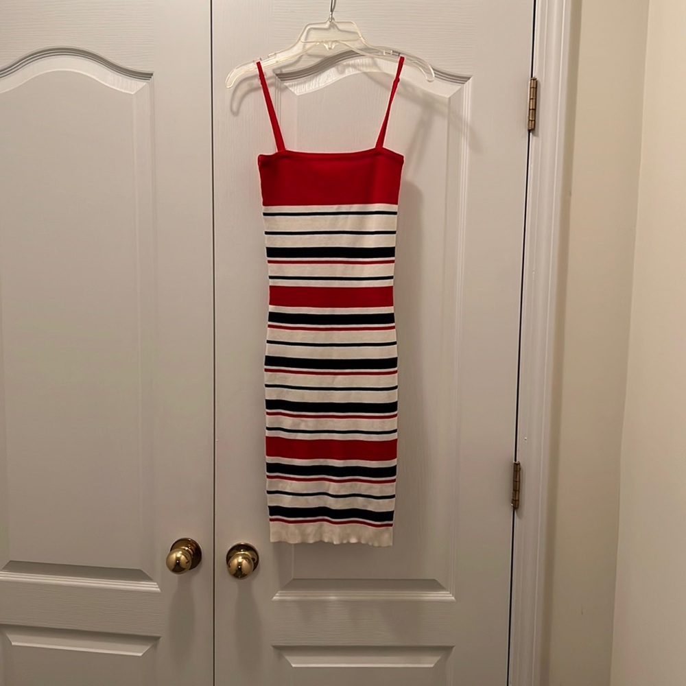Red, Black, and White Dress